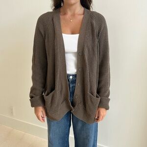 Lunya cotton oversized cardigan with pockets